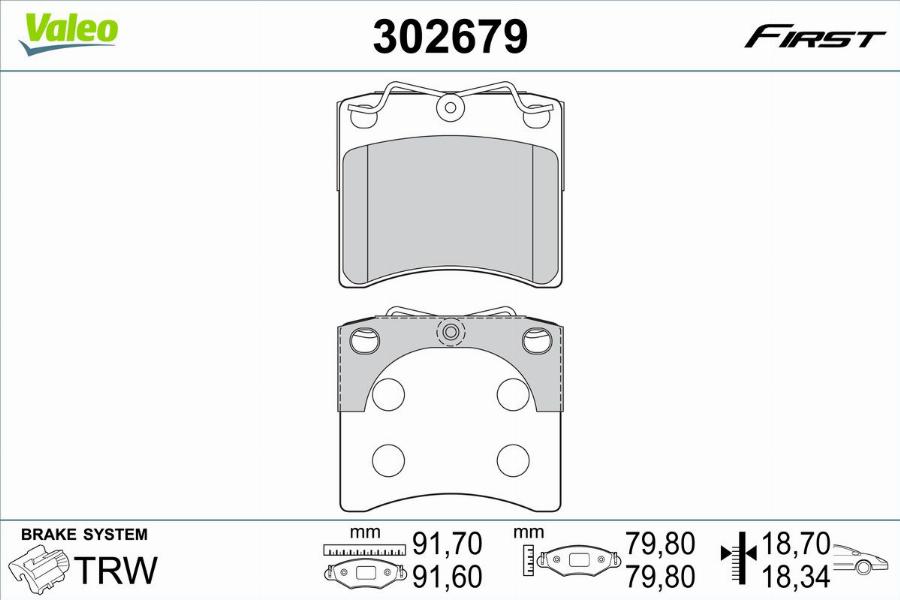 Valeo 302679 - Тормозные колодки, дисковые, комплект autodnr.net