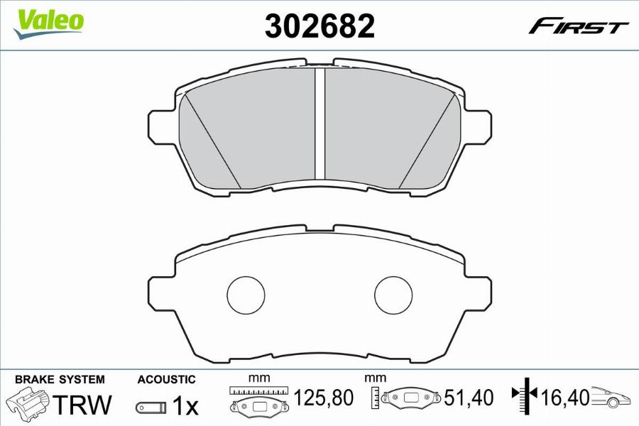 Valeo 302682 - Тормозные колодки, дисковые, комплект autodnr.net