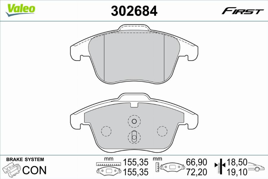 Valeo 302684 - Тормозные колодки, дисковые, комплект autodnr.net