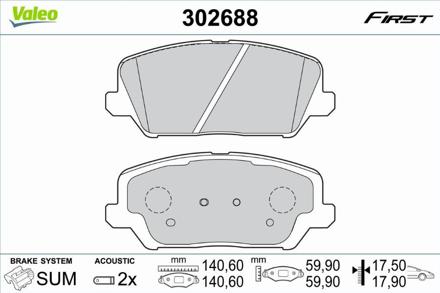 Valeo 302688 - Тормозные колодки, дисковые, комплект autodnr.net