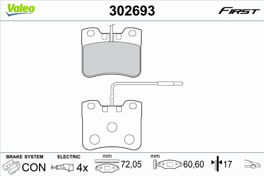 Valeo 302693 - Тормозные колодки, дисковые, комплект autodnr.net