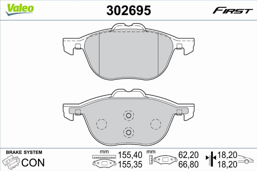 Valeo 302695 - Тормозные колодки, дисковые, комплект autodnr.net