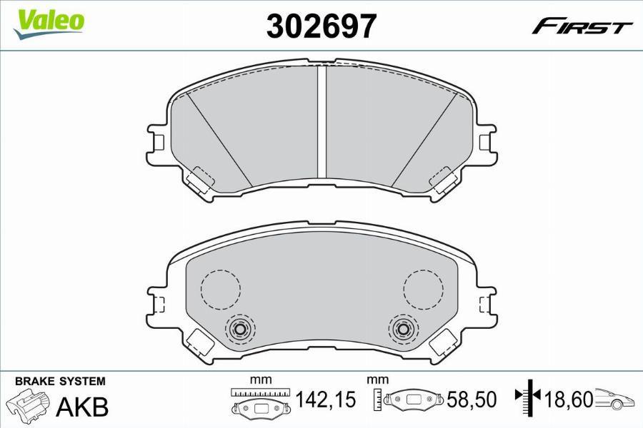 Valeo 302697 - Тормозные колодки, дисковые, комплект autodnr.net