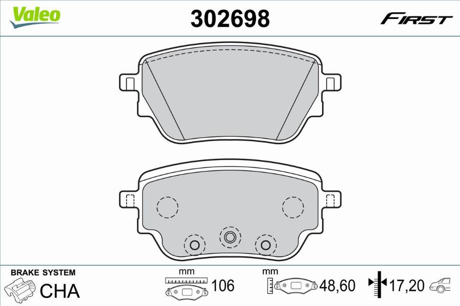 Valeo 302698 - Тормозные колодки, дисковые, комплект autodnr.net