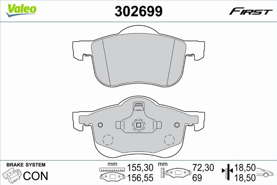 Valeo 302699 - Тормозные колодки, дисковые, комплект autodnr.net