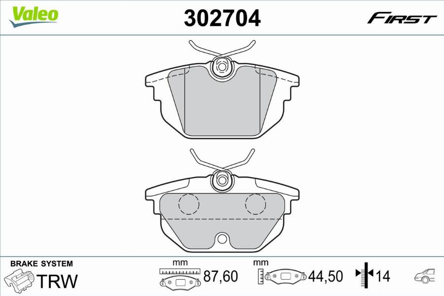 Valeo 302704 - Тормозные колодки, дисковые, комплект autodnr.net