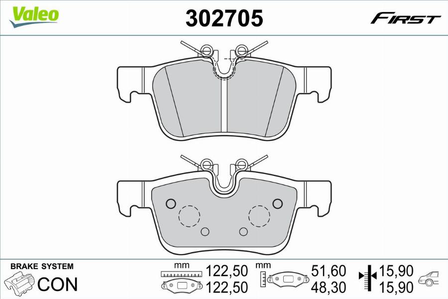 Valeo 302705 - Гальмівні колодки, дискові гальма autocars.com.ua