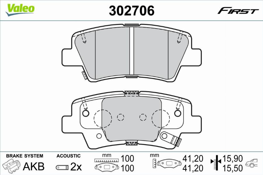 Valeo 302706 - Тормозные колодки, дисковые, комплект autodnr.net