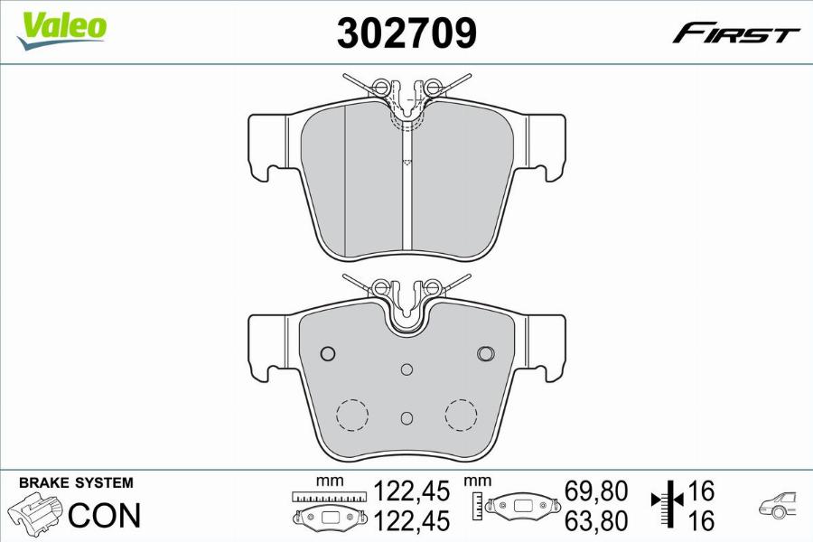 Valeo 302709 - Тормозные колодки, дисковые, комплект autodnr.net