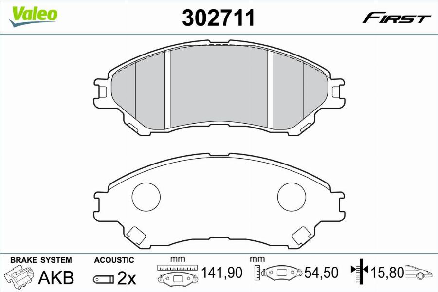 Valeo 302711 - Тормозные колодки, дисковые, комплект autodnr.net