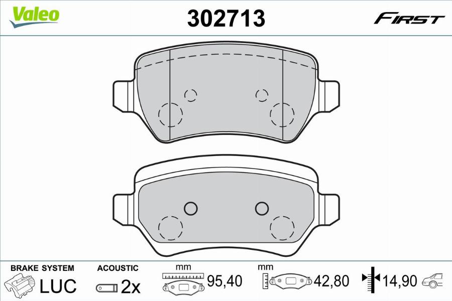 Valeo 302713 - Тормозные колодки, дисковые, комплект autodnr.net