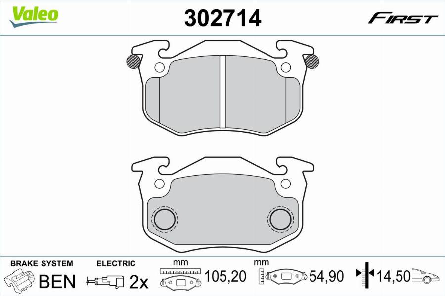 Valeo 302714 - Тормозные колодки, дисковые, комплект autodnr.net