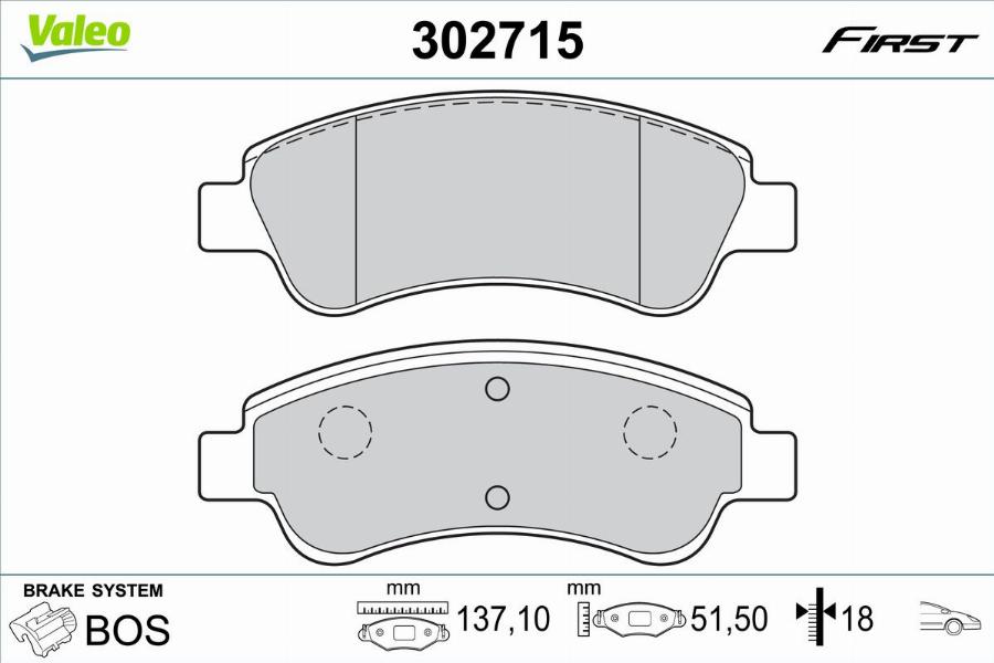 Valeo 302715 - Тормозные колодки, дисковые, комплект autodnr.net