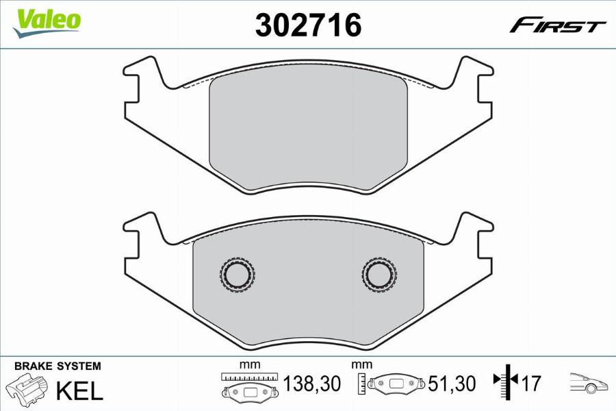 Valeo 302716 - Тормозные колодки, дисковые, комплект autodnr.net