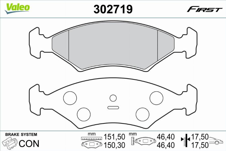 Valeo 302719 - Тормозные колодки, дисковые, комплект autodnr.net