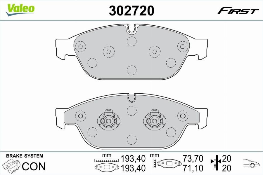 Valeo 302720 - Гальмівні колодки, дискові гальма autocars.com.ua