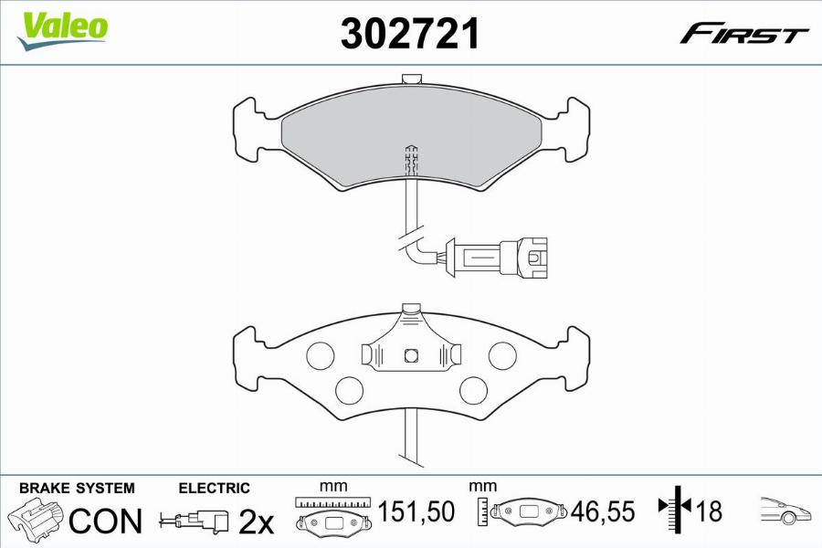 Valeo 302721 - Тормозные колодки, дисковые, комплект autodnr.net