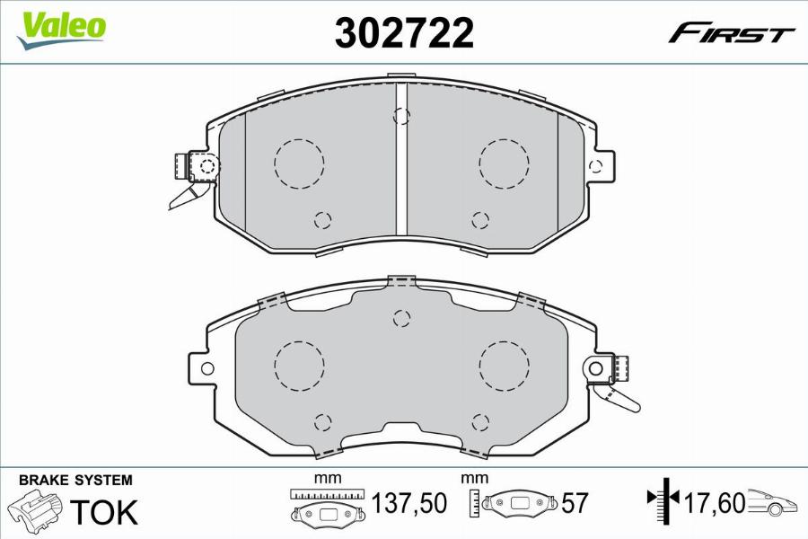 Valeo 302722 - Тормозные колодки, дисковые, комплект autodnr.net