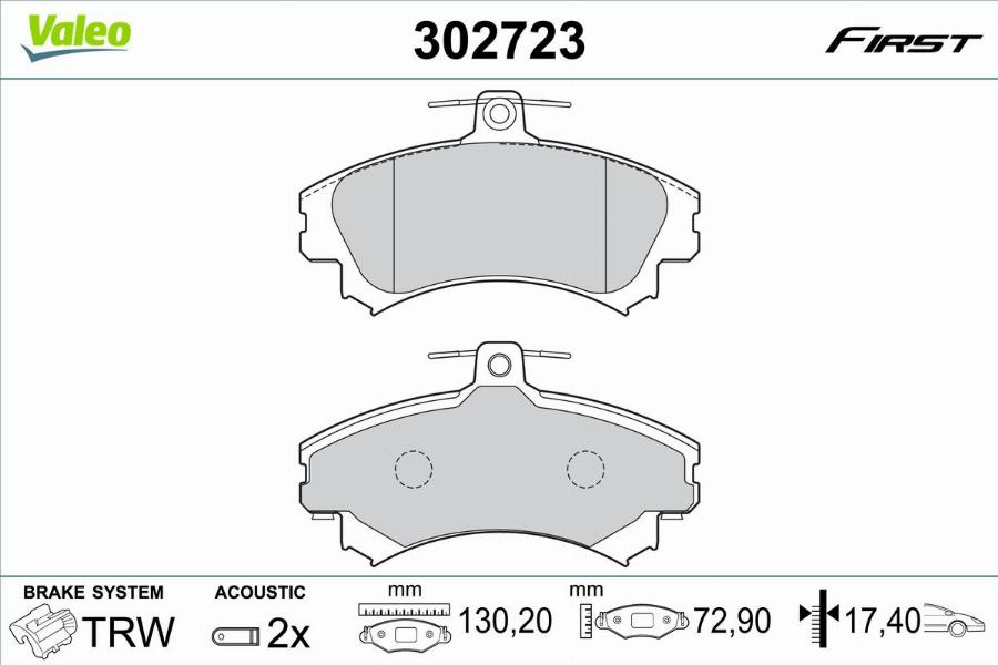 Valeo 302723 - Тормозные колодки, дисковые, комплект autodnr.net