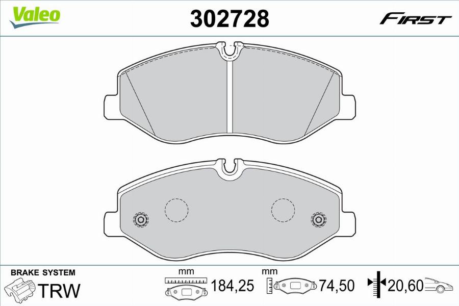 Valeo 302728 - Тормозные колодки, дисковые, комплект autodnr.net