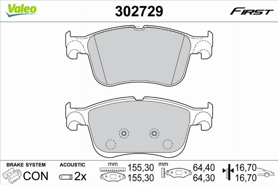 Valeo 302729 - Тормозные колодки, дисковые, комплект avtokuzovplus.com.ua