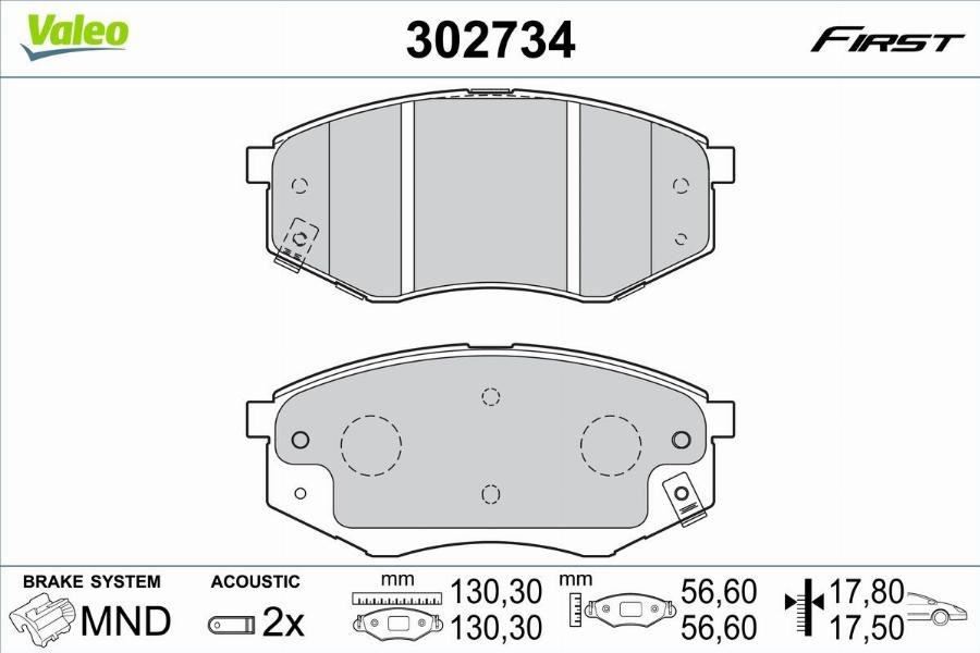 Valeo 302734 - Тормозные колодки, дисковые, комплект autodnr.net