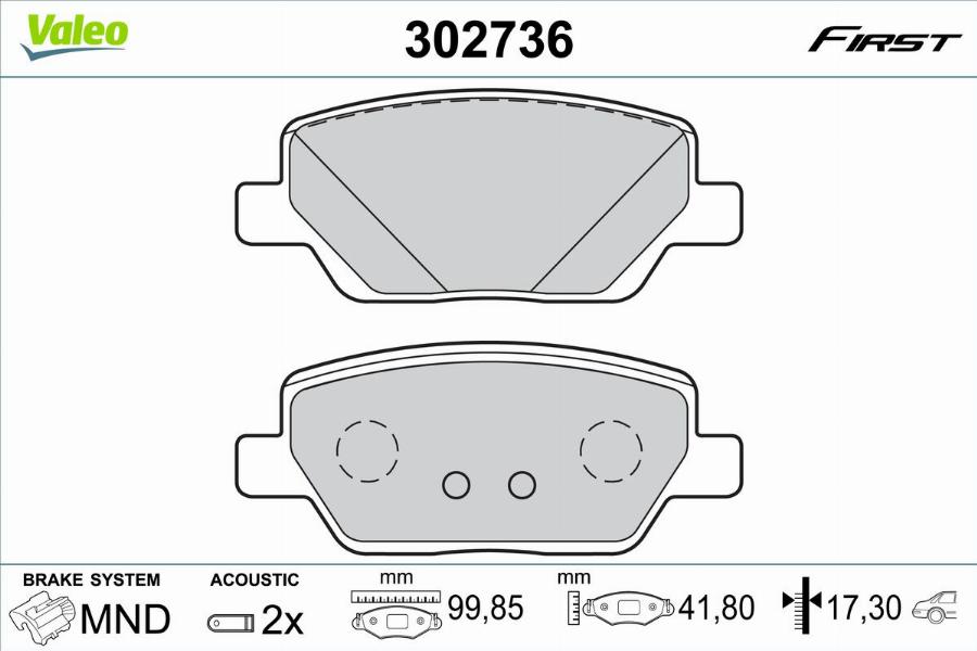 Valeo 302736 - Гальмівні колодки, дискові гальма autocars.com.ua