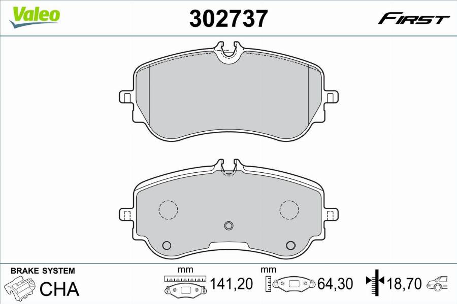 Valeo 302737 - Тормозные колодки, дисковые, комплект avtokuzovplus.com.ua