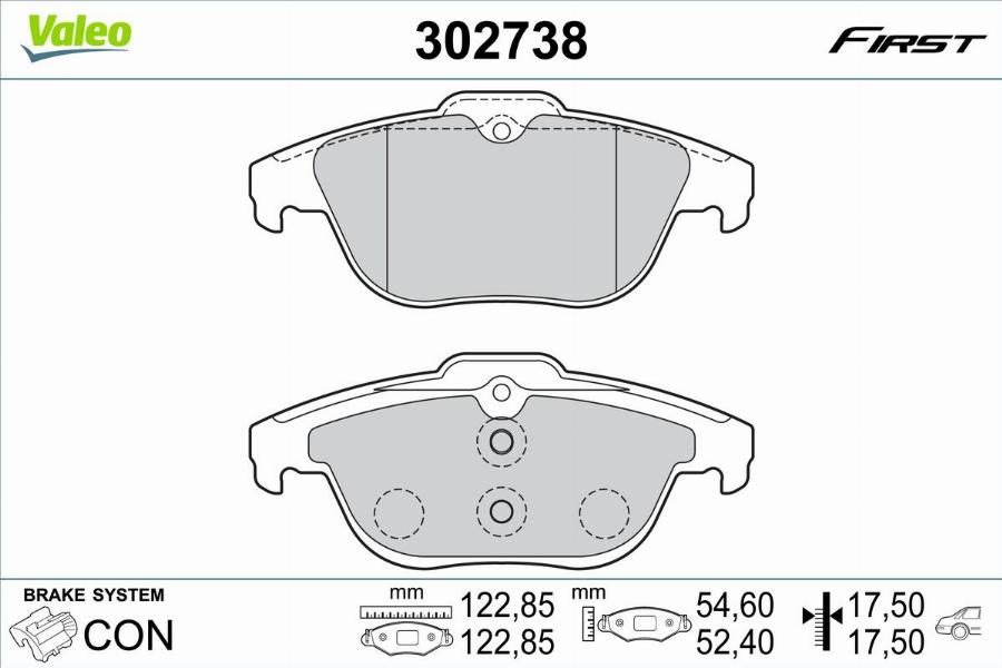 Valeo 302738 - Тормозные колодки, дисковые, комплект autodnr.net