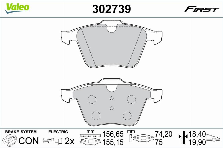 Valeo 302739 - Тормозные колодки, дисковые, комплект autodnr.net