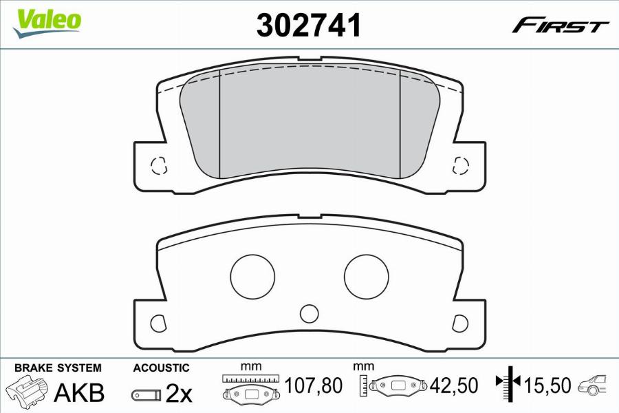 Valeo 302741 - Тормозные колодки, дисковые, комплект autodnr.net