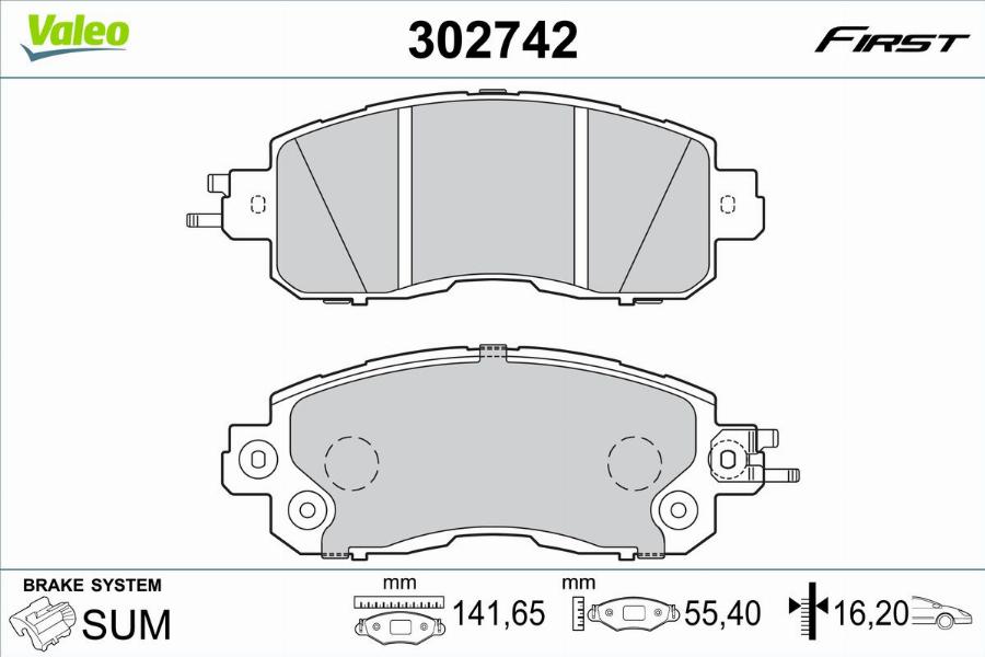 Valeo 302742 - Тормозные колодки, дисковые, комплект autodnr.net