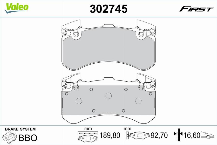 Valeo 302745 - Тормозные колодки, дисковые, комплект avtokuzovplus.com.ua