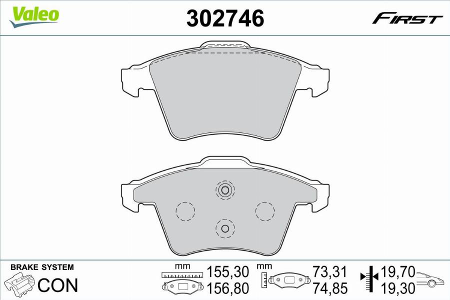 Valeo 302746 - Тормозные колодки, дисковые, комплект autodnr.net