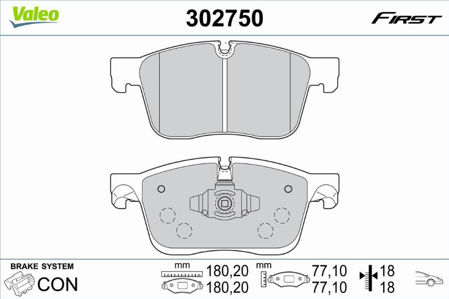 Valeo 302750 - Тормозные колодки, дисковые, комплект avtokuzovplus.com.ua