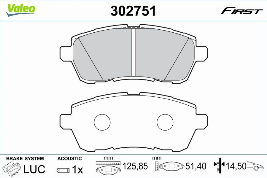 Valeo 302751 - Тормозные колодки, дисковые, комплект autodnr.net