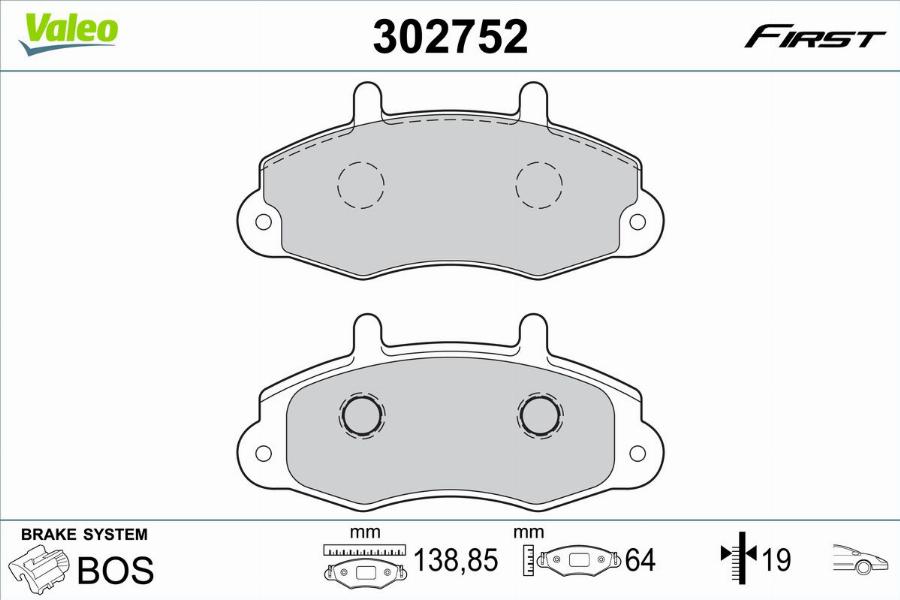 Valeo 302752 - Тормозные колодки, дисковые, комплект autodnr.net