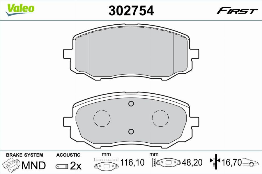 Valeo 302754 - Тормозные колодки, дисковые, комплект avtokuzovplus.com.ua