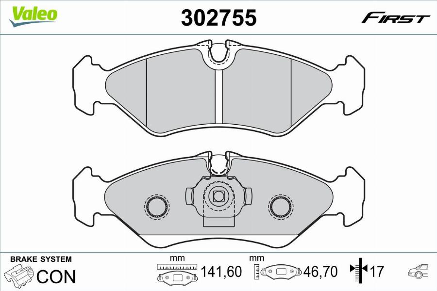 Valeo 302755 - Гальмівні колодки, дискові гальма autocars.com.ua