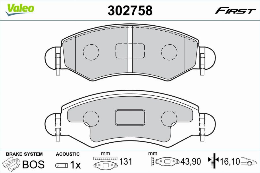 Valeo 302758 - Тормозные колодки, дисковые, комплект autodnr.net