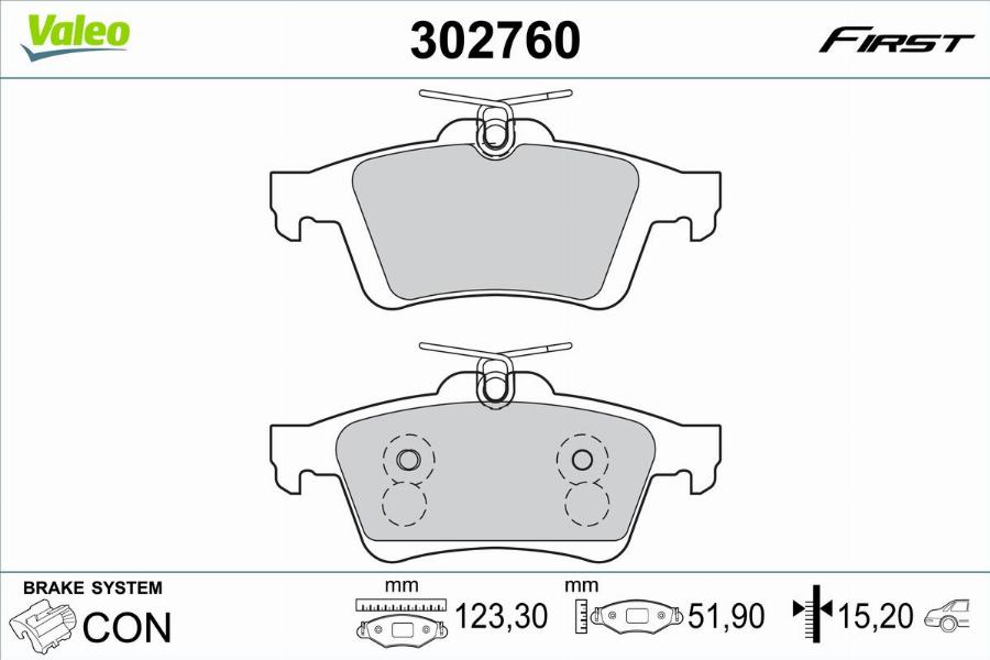 Valeo 302760 - Тормозные колодки, дисковые, комплект autodnr.net