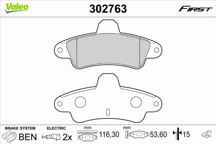 Valeo 302763 - Тормозные колодки, дисковые, комплект autodnr.net