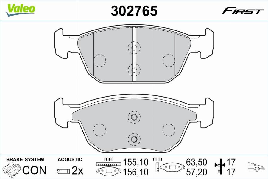 Valeo 302765 - Тормозные колодки, дисковые, комплект avtokuzovplus.com.ua