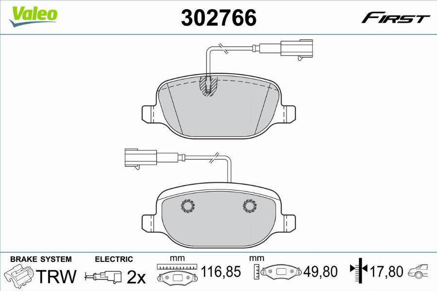 Valeo 302766 - Тормозные колодки, дисковые, комплект autodnr.net