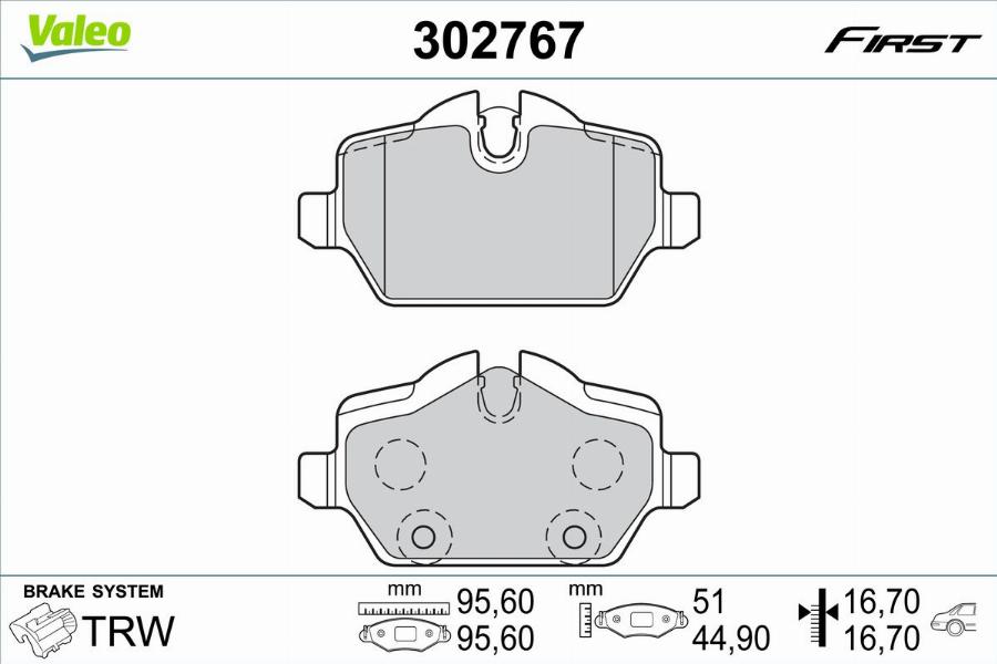 Valeo 302767 - Гальмівні колодки, дискові гальма autocars.com.ua