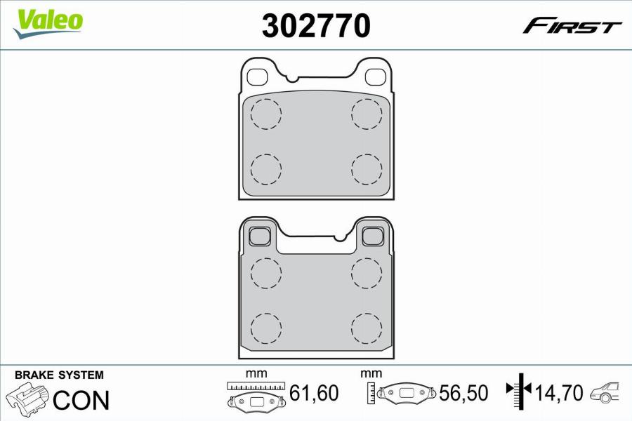 Valeo 302770 - Тормозные колодки, дисковые, комплект autodnr.net