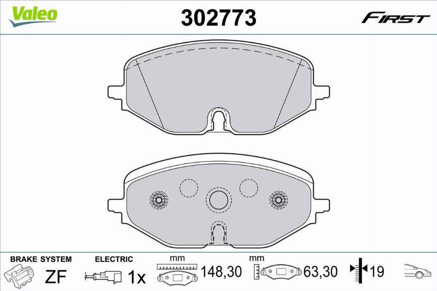 Valeo 302773 - Гальмівні колодки, дискові гальма autocars.com.ua