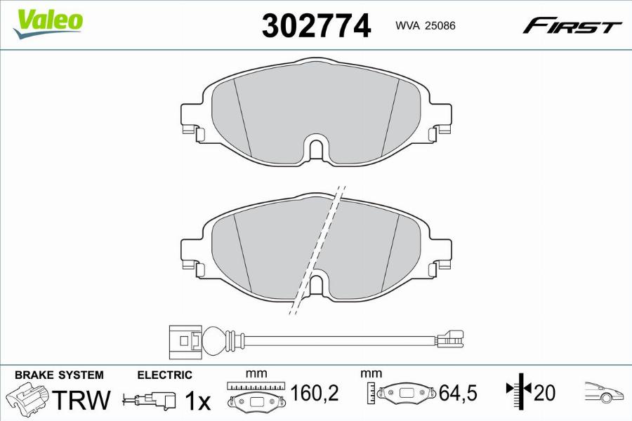 Valeo 302774 - Тормозные колодки, дисковые, комплект autodnr.net