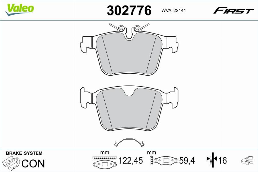 Valeo 302776 - Тормозные колодки, дисковые, комплект avtokuzovplus.com.ua