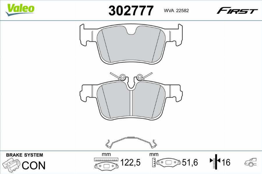 Valeo 302777 - Гальмівні колодки, дискові гальма autocars.com.ua